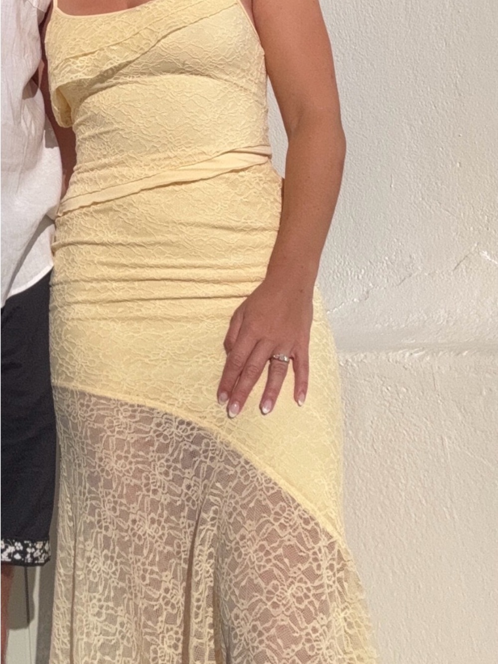 SHEIN Pale Yellow Lace Dress